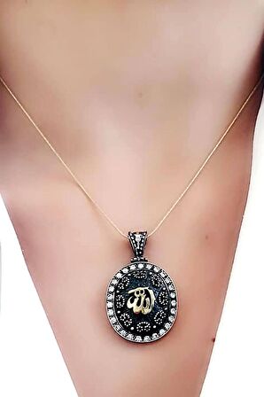 Allah yazılı 925 ayar gümüş tasarım el işi kolye