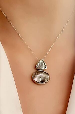 Sedef taşlı 925 ayar gümüş kolye