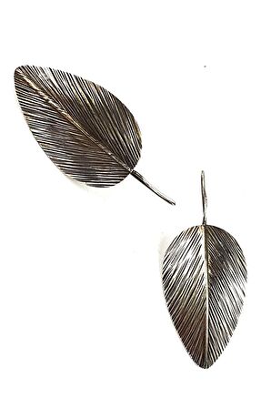 Yaprak figürlü 925 ayar gümüş tasarım bohem küpe