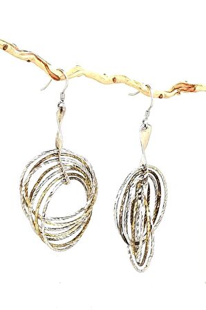 İtalyan tasarımı altın işçiliğinde 925 ayar gümüş küpe 