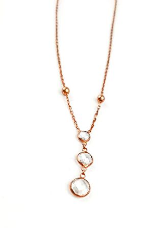 Zirkon taşlı 925 ayar gümüş rose kolye