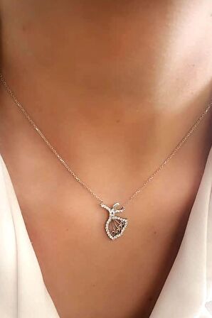 Zirkon taşlı 925 ayar gümüş Semazen figürlü kolye
