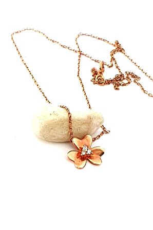 Çicek figürlü 925 ayar gümüş rose kolye