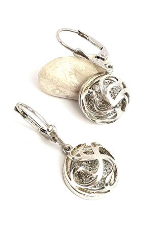 Zirkon taşlı 925 ayar gümüş tasarım küpe