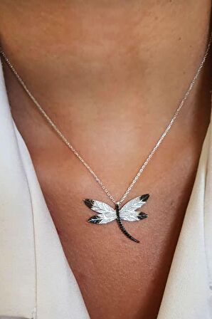 Oniks taş detaylı 925ayar gümüş tasarım yusufçuk kolye 