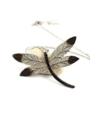 Oniks taş detaylı 925ayar gümüş tasarım yusufçuk kolye 