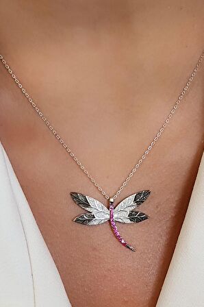 Zirkon taş detaylı 925 ayar gümüş tasarım yusufçuk kolye 