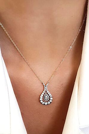 Elmas isciliginde zirkon taşlı 925 ayar gümüş rose Lale kolye