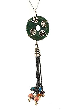 Turkuaz taşlı 925 ayar gümüş tasarım el işi kolye 