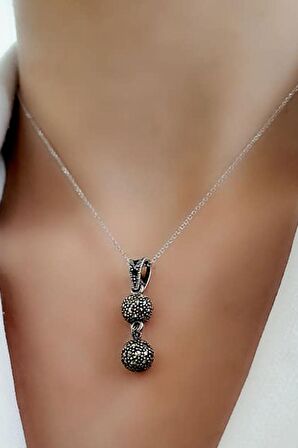 Markazit taşlı 925 ayar gümüş top kolye