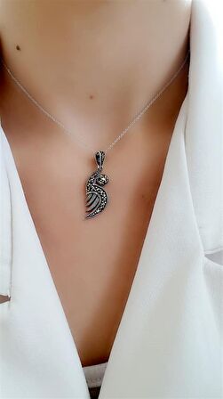 Markazit taşlı 925 ayar gümüş tribal kolye 