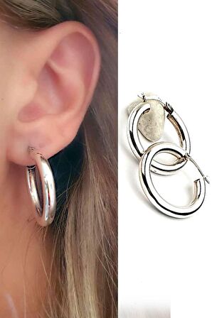 925 ayar gümüş tasarım bombeli halka küpe 