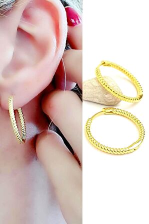 925 ayar gümüş üzerine altın kaplama burgu halka küpe