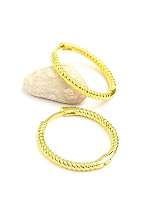 925 ayar gümüş üzerine altın kaplama burgu halka küpe