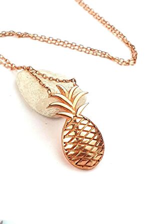 925 ayar gümüş rose ananas kolye
