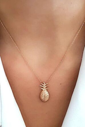 925 ayar gümüş rose ananas kolye