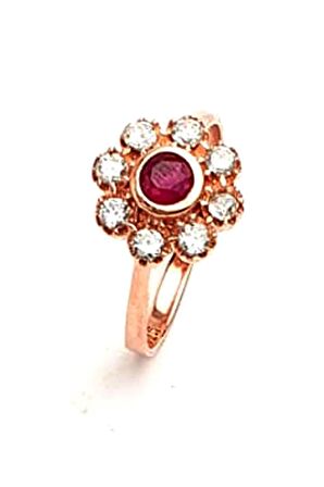 Zirkon taşlı 925ayar gümüş rose çiçek çıtır yüzük