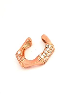 zirkon taşlı 925ayar gümüş rose sıkıştırmalı kıkırdak küpesi