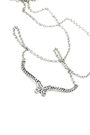 Pırlanta ışıltısında zirkon taşlı 925 ayar gümüş kelebek kolye 