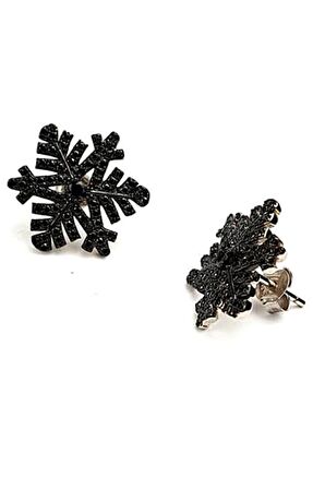 Oniks taşlı 925 ayar gümüş kar tanesi küpe