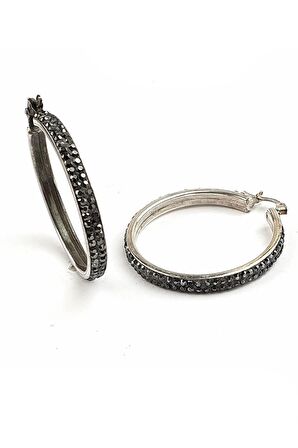 Swarovski taşlı 925 ayar gümüş halka küpe