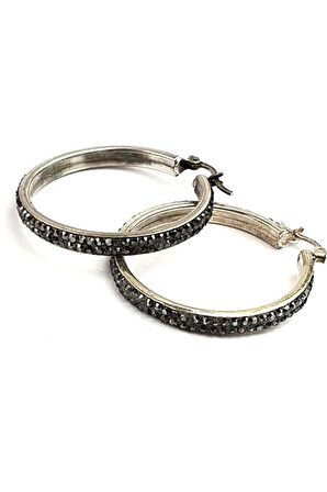 Swarovski taşlı 925 ayar gümüş halka küpe
