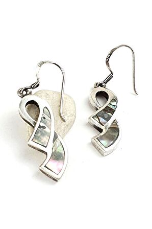 Doğal Okyanus sedefi 925 ayar gümüş tasarım küpe 