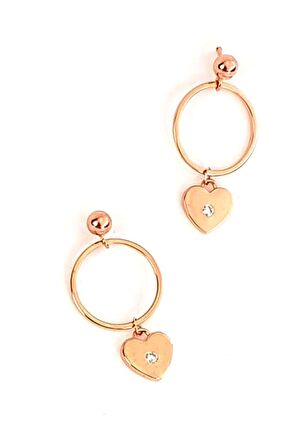 İtalyan 925 ayar gümüş rose kalp küpe