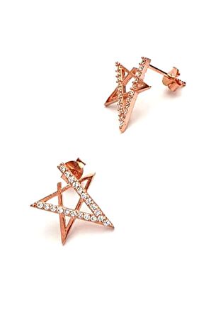 Yıldız figürlü 925 ayar gümüş rose küpe