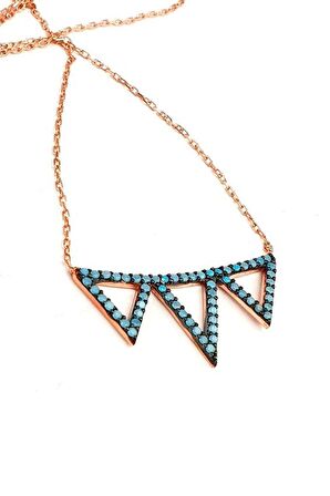 turkuaz taşlı 925 ayar gümüş rose kolye 