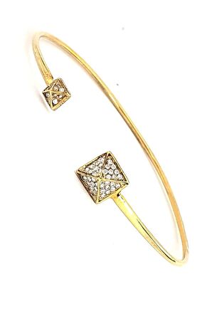 İtalyan tasarımı 925 ayar gümüş üzerine altın kaplama ayarlanabilir bilezik