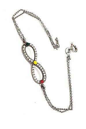 Sonsuzluk figürlü 925 ayar gümüş zirkon taşlı bileklik