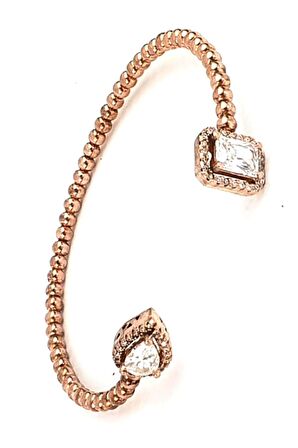 Zirkon taşlı 925 ayar gümüş rose bileklik
