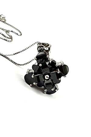 Faset kesim tasarım oniks taşlı 925 ayar gümüş kolye