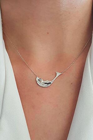 Balık figürlü 925 ayar gümüş kolye 