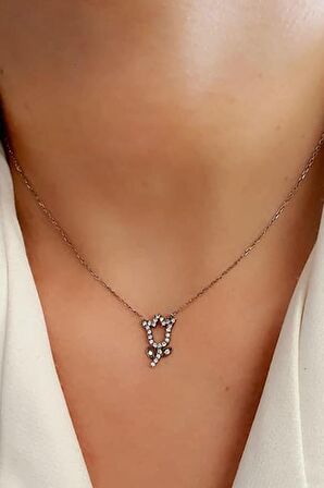 Lale figürlü 925 ayar gümüş zirkon taş detaylı minimal kolye 