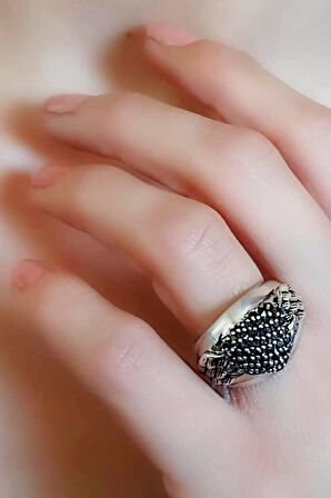 Oniks taşlı 925 ayar gümüş aşkın kanatları tasarım yüzük