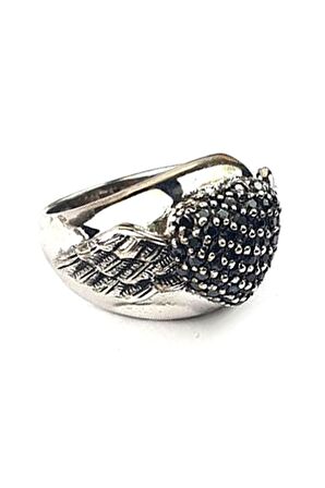 Oniks taşlı 925 ayar gümüş aşkın kanatları tasarım yüzük