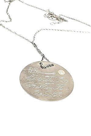 Nazar dualı 925 ayar gümüş plaka kolye