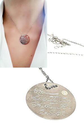 Nazar dualı 925 ayar gümüş plaka kolye