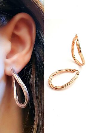 925ayar gümüş rose burgu oval halka küpe