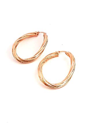 925ayar gümüş rose burgu oval halka küpe