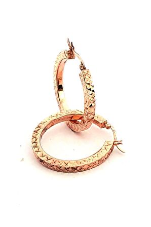 İtalyan tasarımı kendinden ışıltılı 925ayar gümüş rose halka küpe 