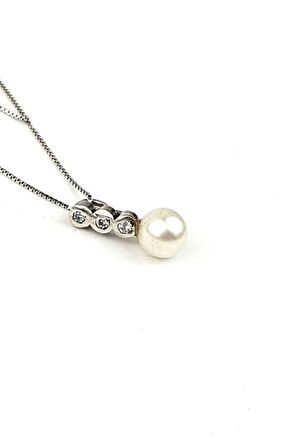 zirkon taşlı 925 ayar gümüş minimal inci kolye