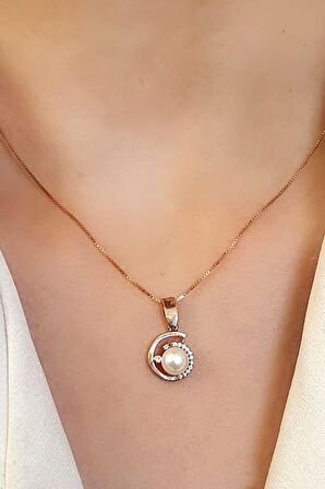 925 ayar gümüş tasarım rose inci kolye