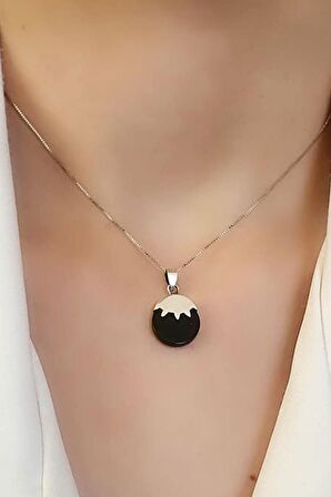 Oniks taşlı 925 ayar gümüş kolye