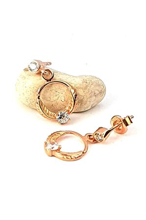 minimal sallantılı gümüş rose yaprak küpe 