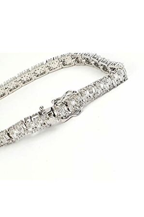 pırlanta ışıltısında baget taşlı 925 ayar gümüş lüks suyolu bileklik