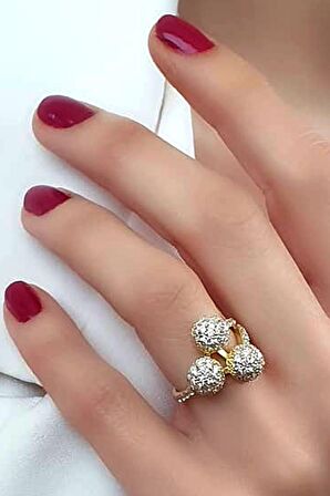 Zirkon taş detaylı italyan tasarımı gümüş modern top yüzük