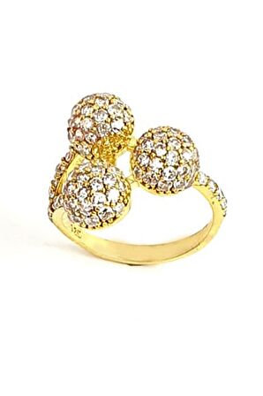 Zirkon taş detaylı italyan tasarımı gümüş modern top yüzük